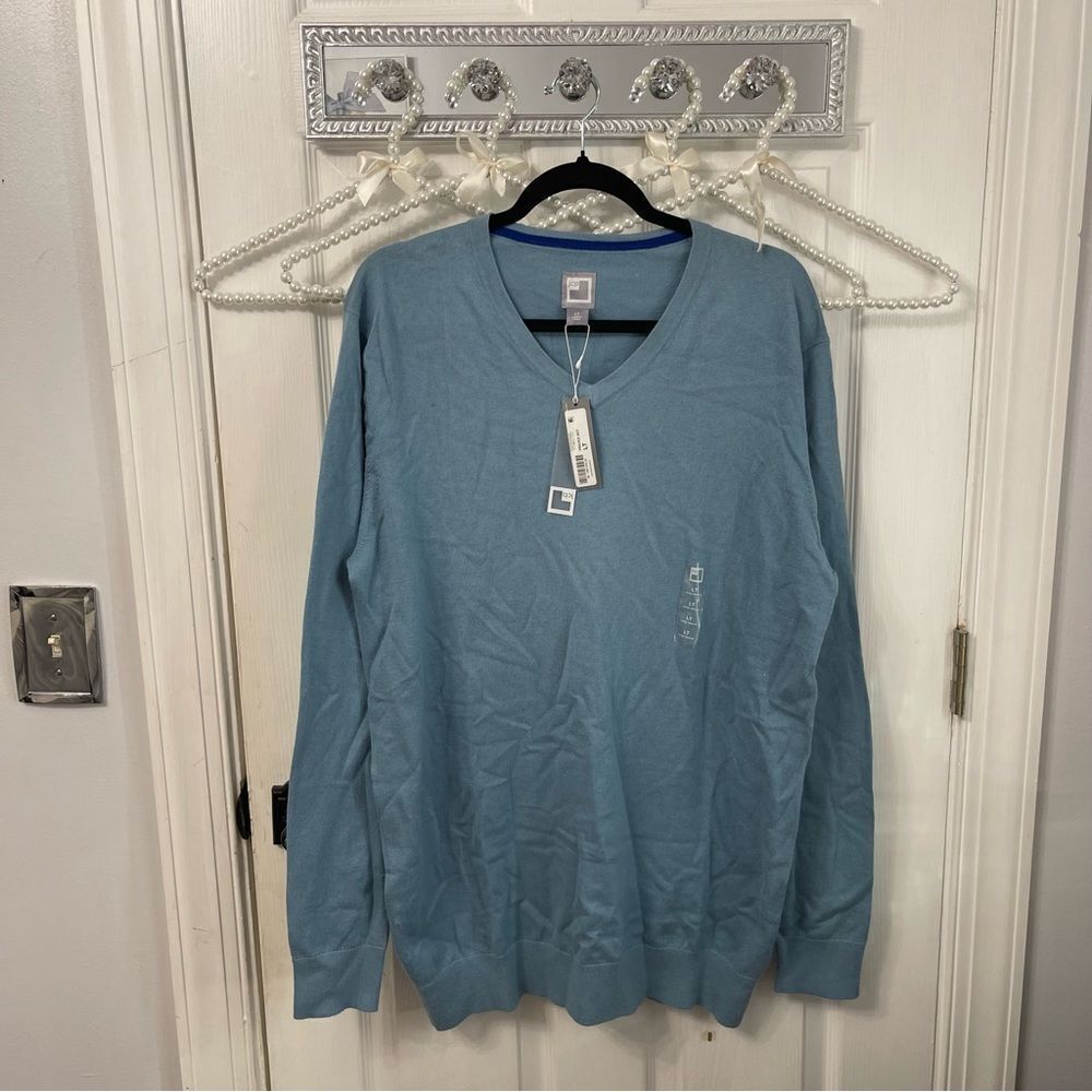NEW JCP Jcpenny Blue Cashmere Blend V-Neck Sweater TALL